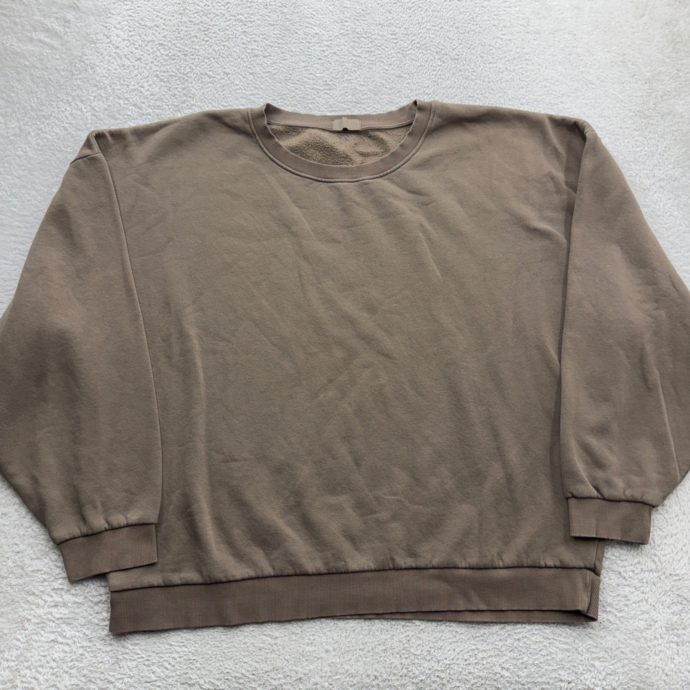 Nuuds Women Mocha Brown Crewneck Sweatshirt Oversized Fleece 3XL Cotton Blend